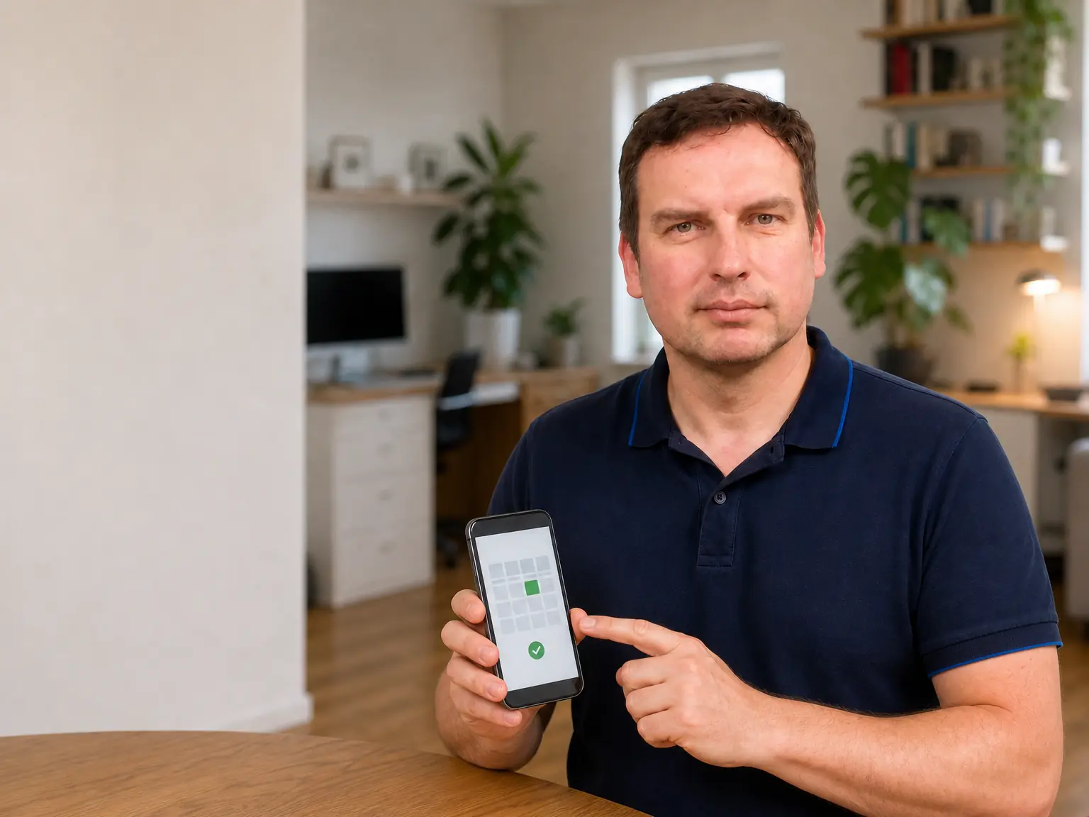 Michael Kaderavek zeigt die einfache Terminvereinbarung am Smartphone.